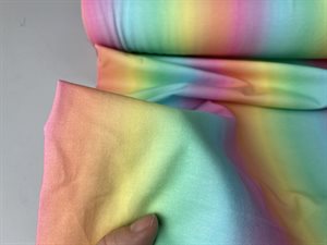 Bomuldsjersey - med pastel regnbue striber